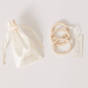 Sidenscrunchie Large Champagne 3-pack