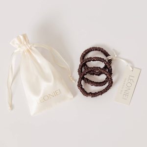 Sidenscrunchie Large Chokladbrun 3-pack