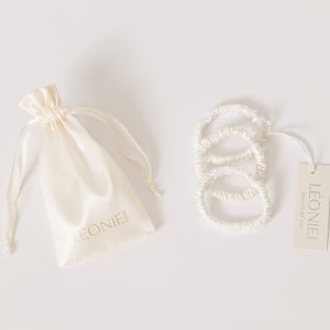 Sidenscrunchie Large Vit 3-pack
