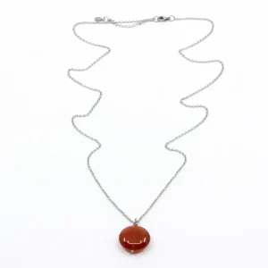 Agat Halsband 80cm Röd