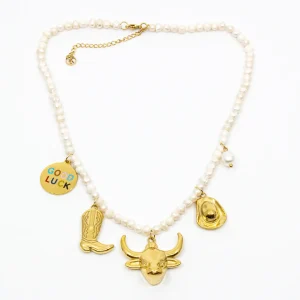 Modern Western Halsband 45cm Vit/Guld