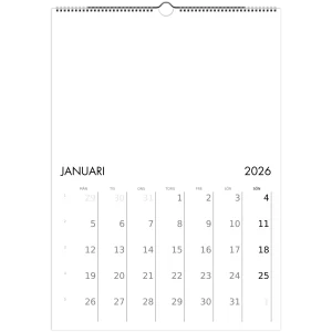 Personlig väggkalender 2026, Svenska